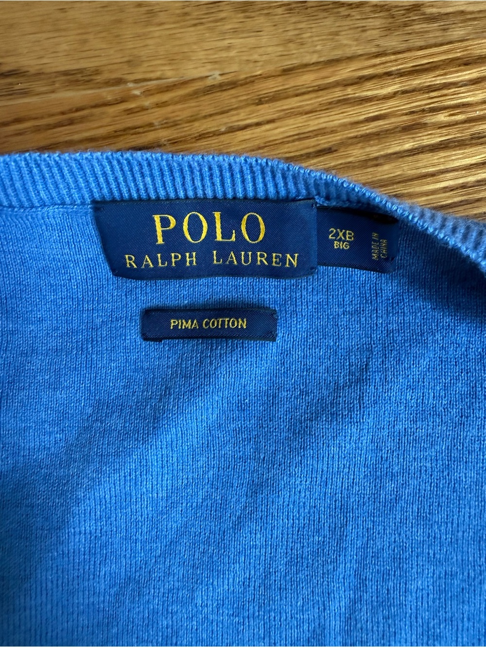 Polo by Ralph Lauren Blue V-Neck Sweater Vest 100%cotton 2XLB - Picture 2 of 5